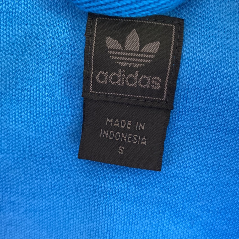 Adidas Sweatshirt Boys Size S Small Full Zip Blue White Logo Pockets - Picture 9 of 12